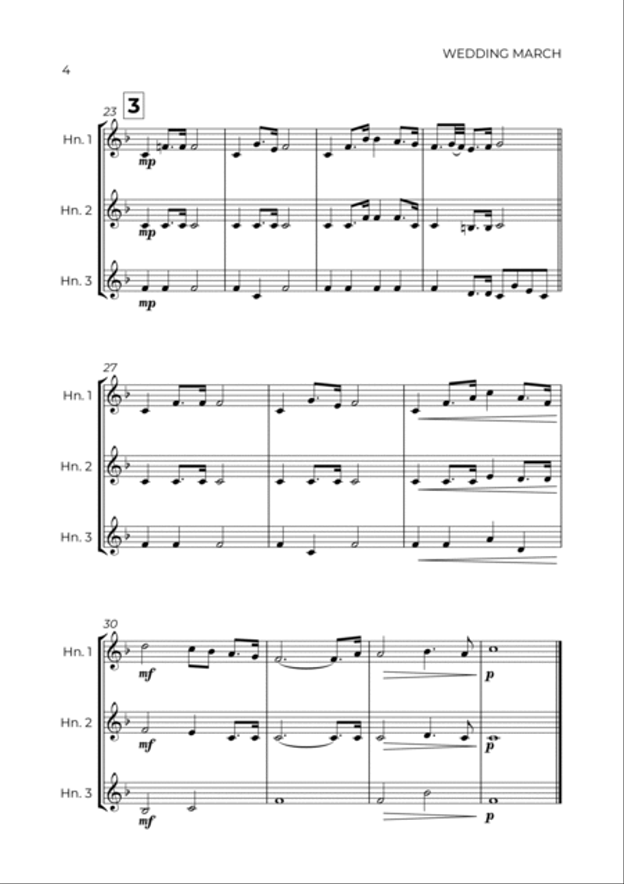 WEDDING MARCH - RICHARD WAGNER - HORN TRIO Woodwind Trio scores gallery preview page 4