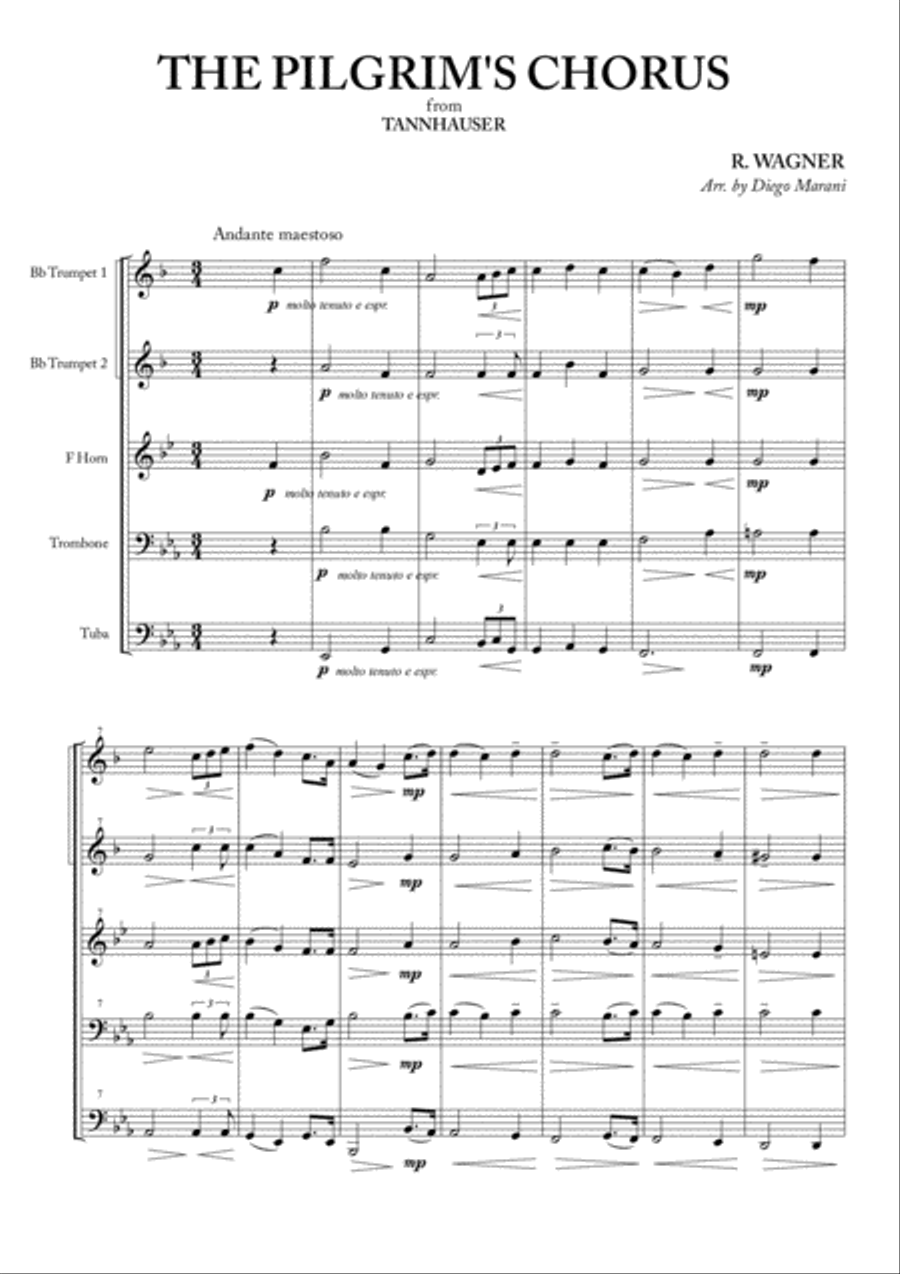 The Pilgrim's Chorus for Brass Quintet Brass Quintet scores gallery preview page 3