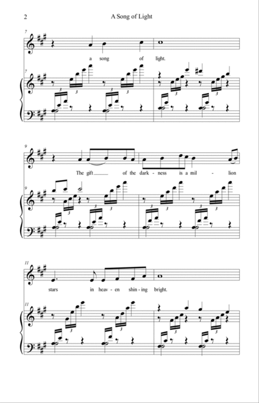 A Song of Light (SSA/piano) - Brenda Portman SSA scores gallery preview page 2