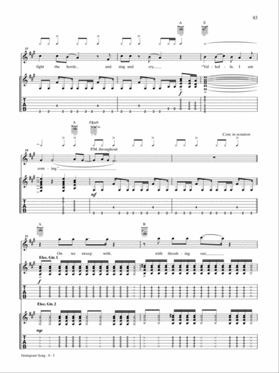 Immigrant Song Guitar Tablature scores gallery preview page 3