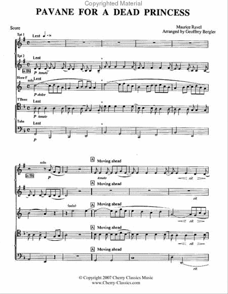Pavane for a Dead Princess Brass Quintet scores gallery preview page 2