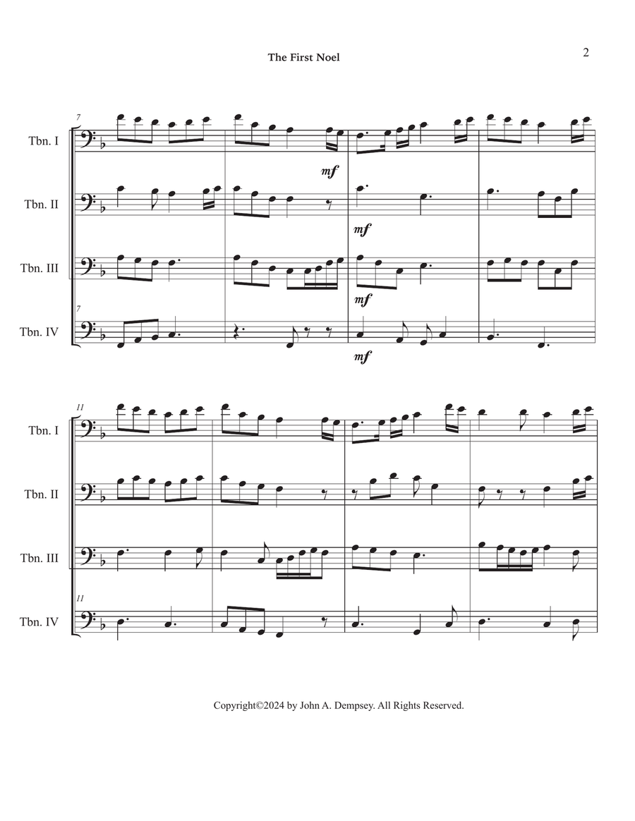 The First Noel (Trombone Quartet) Brass Quartet scores gallery preview page 6