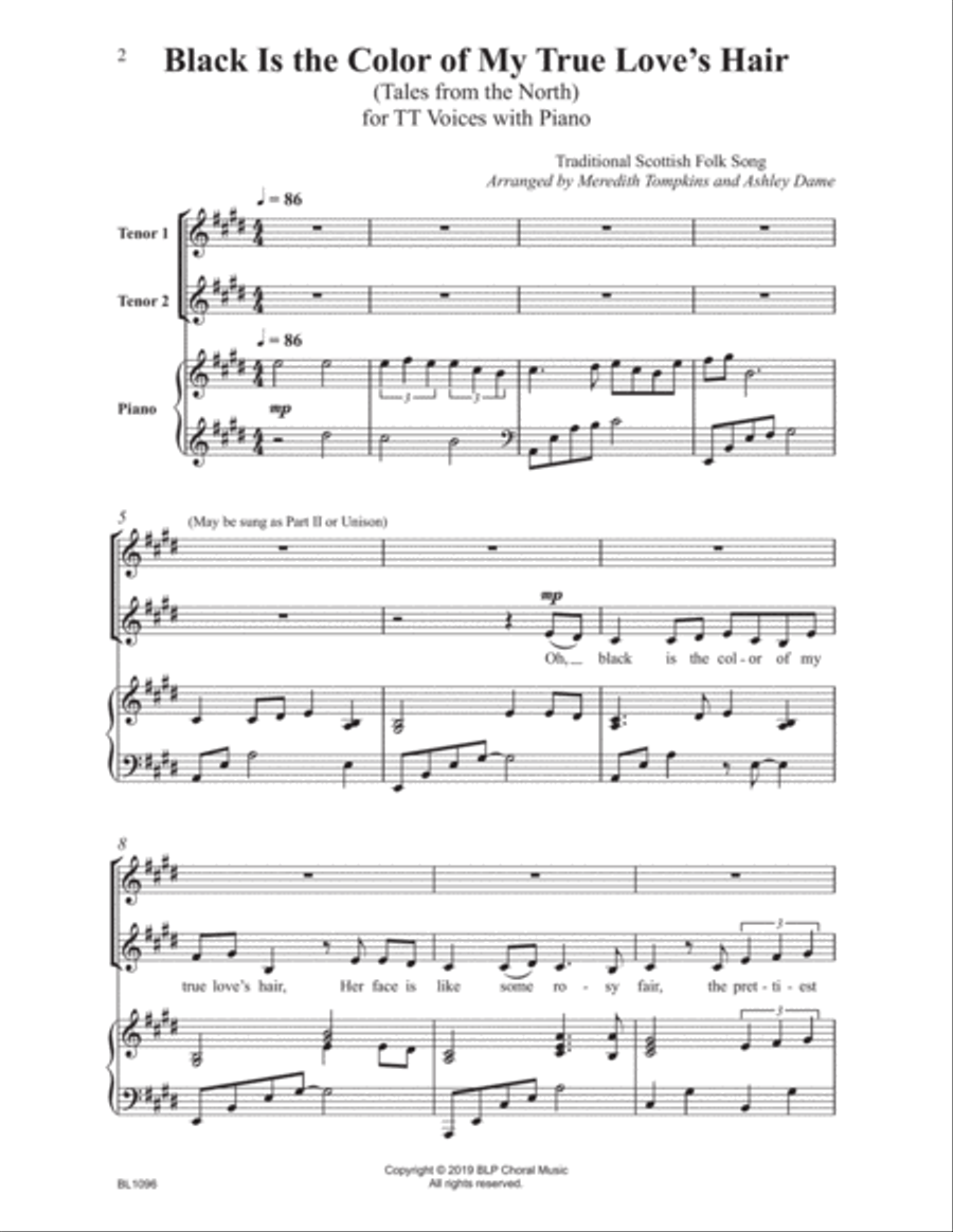 Black Is the color of My True Love's Hair Choir scores gallery preview page 2