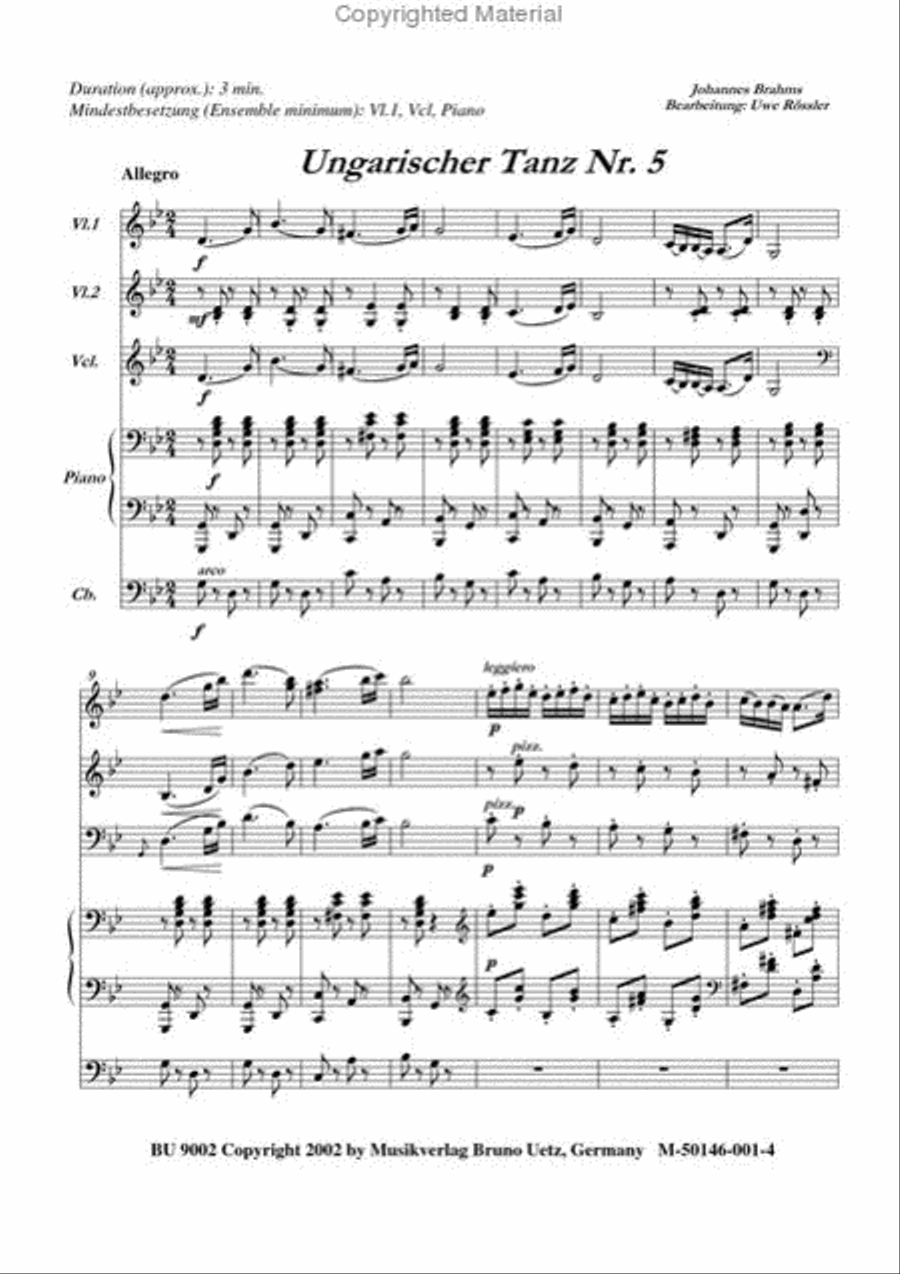 Hungarian Dance No. 5 Piano Trio scores gallery preview page 2