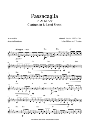 Book cover for Passacaglia - Easy Clarinet in Bb Lead Sheet in Abm Minor (Johan Halvorsen's Version)