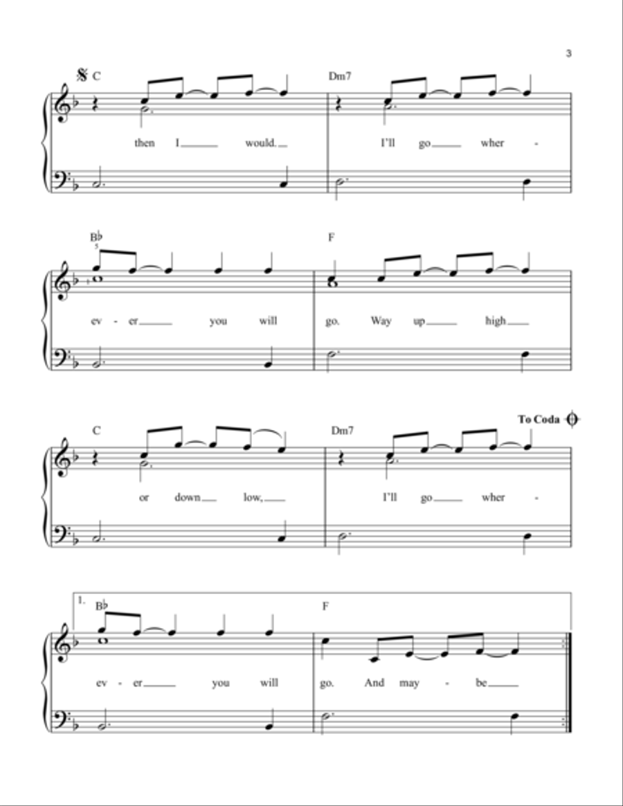 Wherever You Will Go Easy Piano scores gallery preview page 3