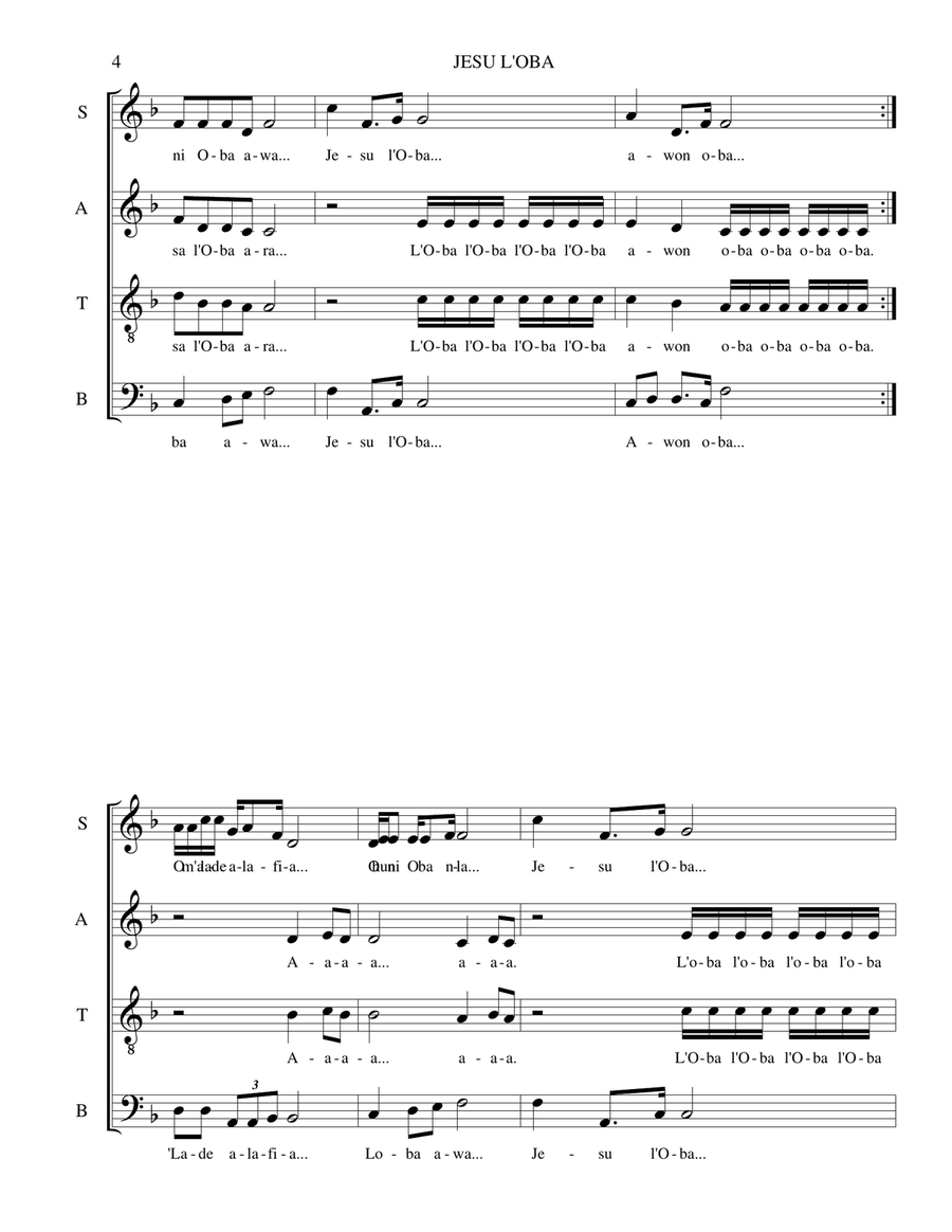 Jesu L'Oba Jesu L'Oba 4-Part scores gallery preview page 4