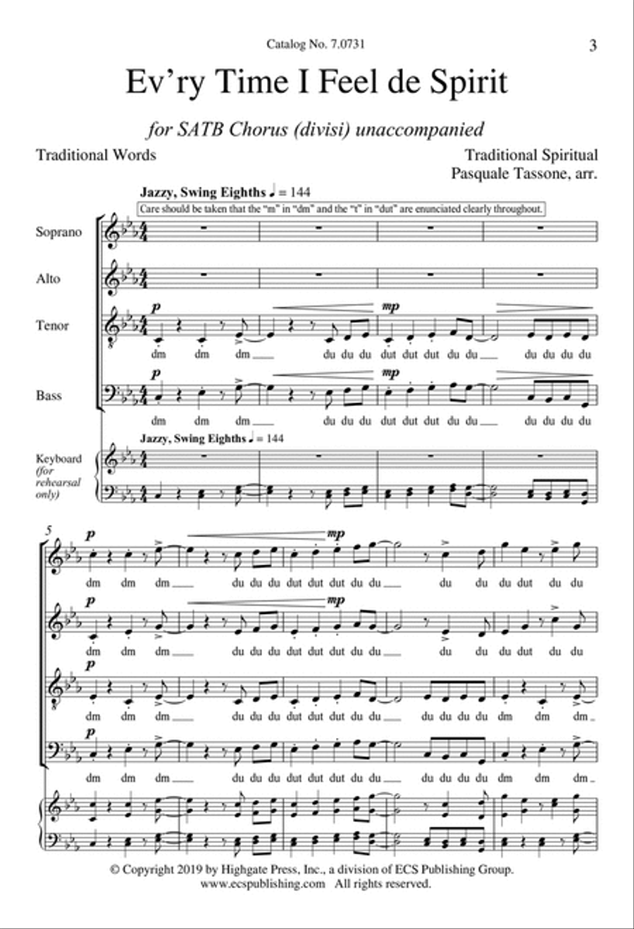 Ev’ry Time I Feel de Spirit Divisi scores gallery preview page 2