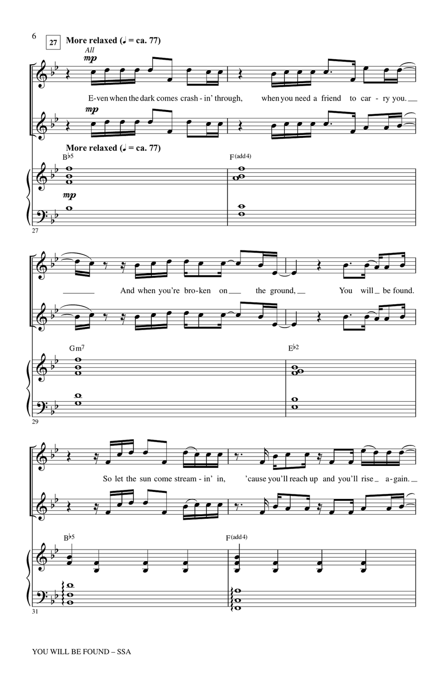 You Will Be Found (from Dear Evan Hansen) (arr. Mac Huff) SSA scores gallery preview page 5