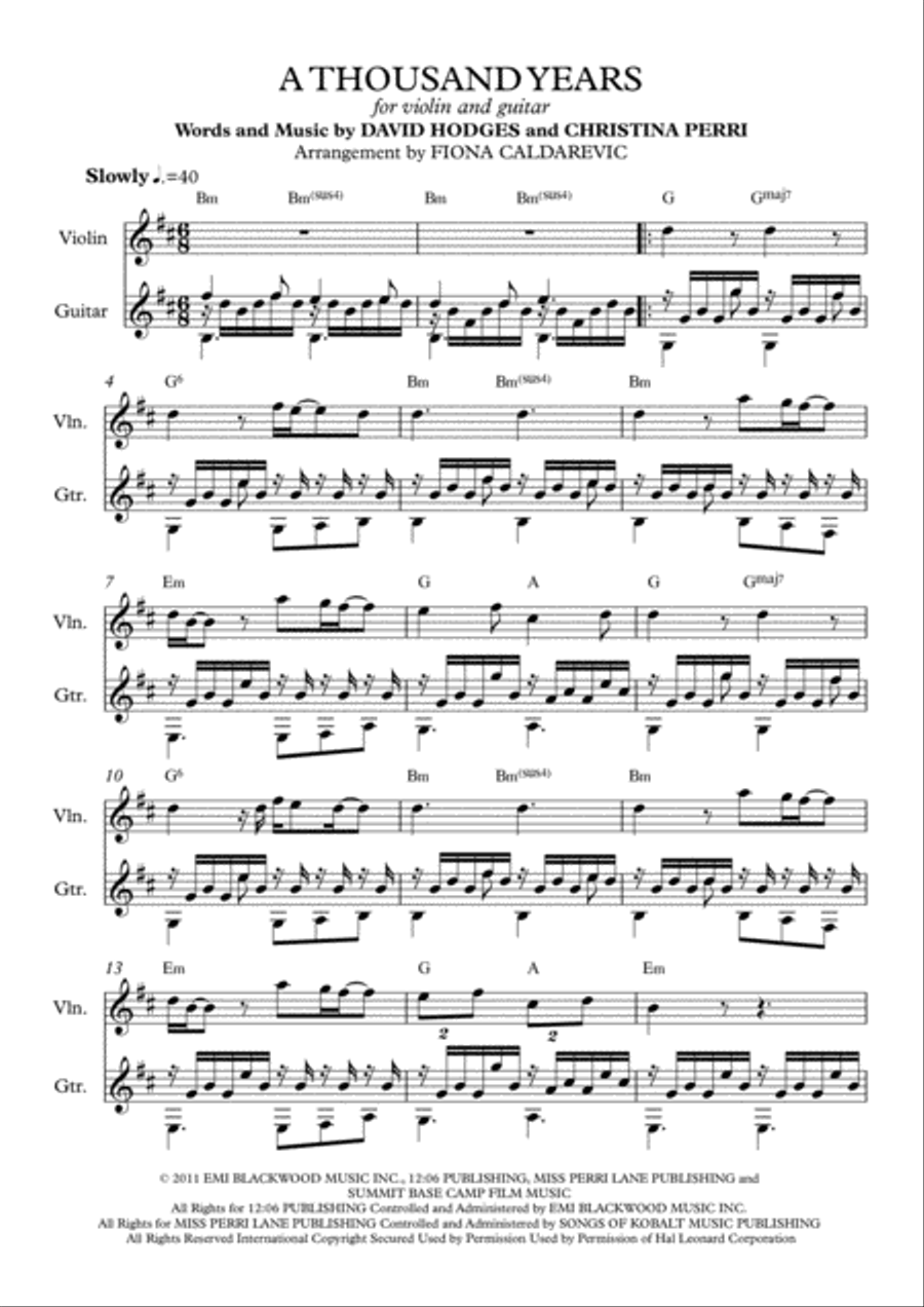 A Thousand Years String Duet scores gallery preview page 2