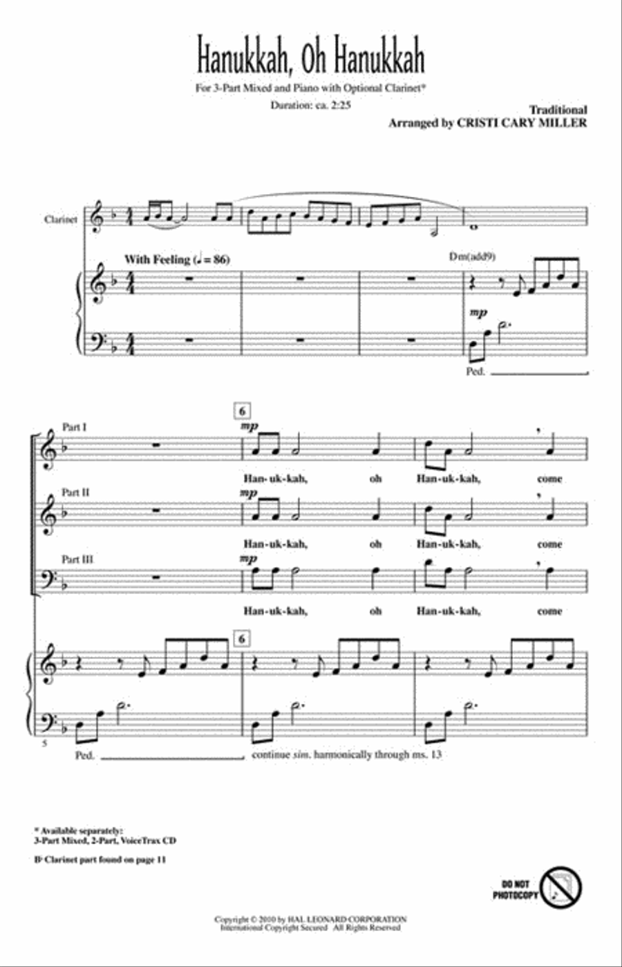 Hanukkah, Oh Hanukkah 3-Part scores gallery preview page 2