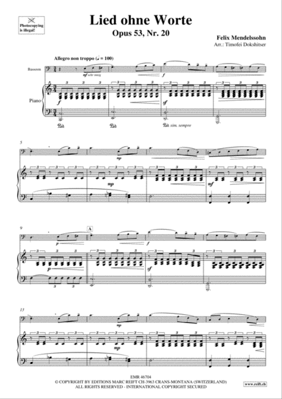 3 Lieder ohne Worte Bassoon Solo scores gallery preview page 5