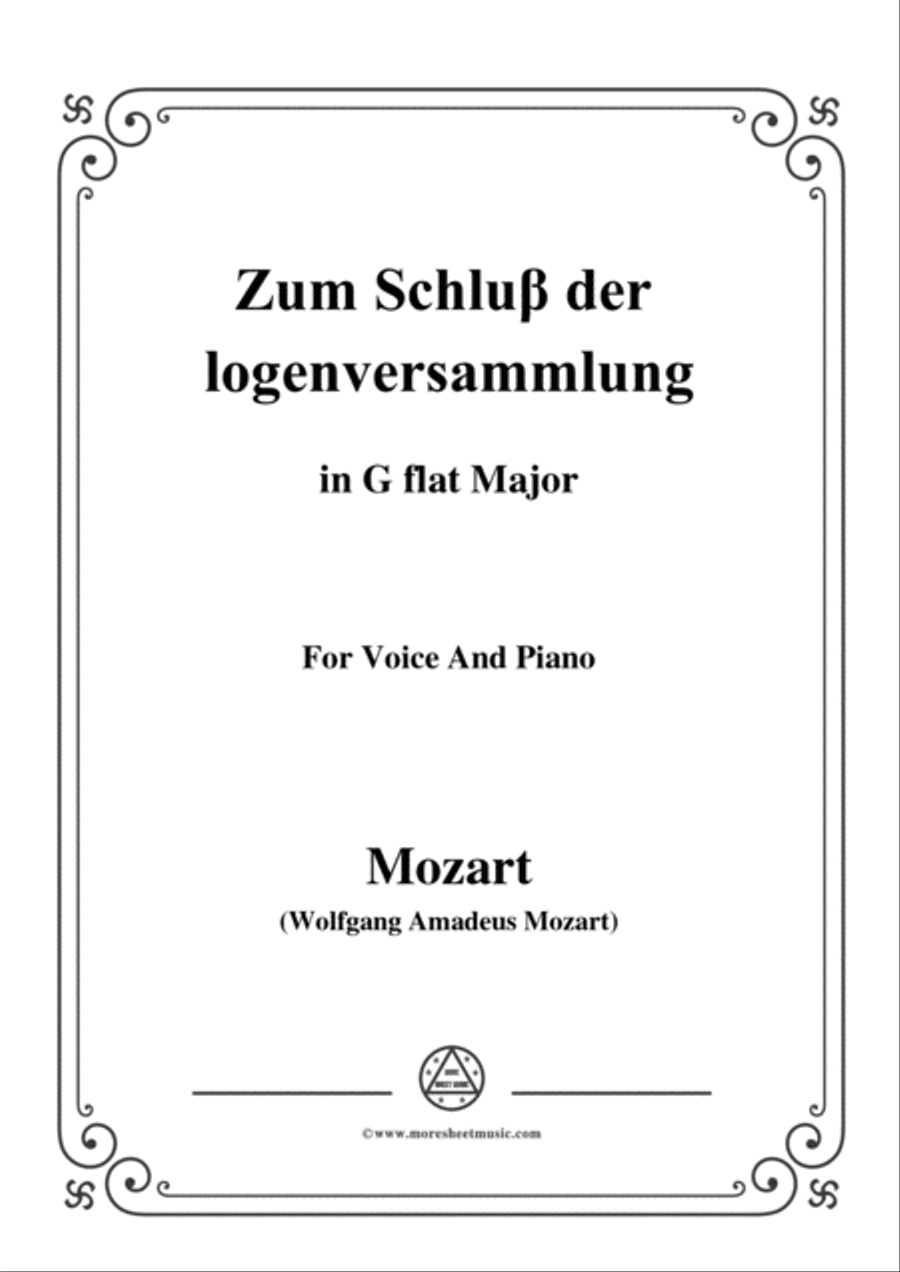 Mozart-Zum Schluβ der logenversammlung,in G flat Major,for Voice and Piano Voice Solo scores gallery preview page 1