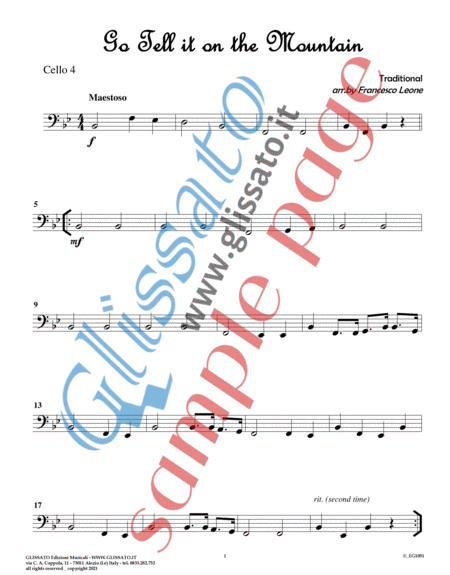 10 easy Christmas Tunes for Cello Quartet (set of parts) image number null