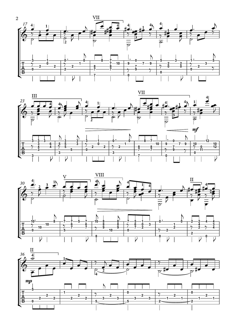 Fantasia for Classical Guitar Acoustic Guitar scores gallery preview page 2