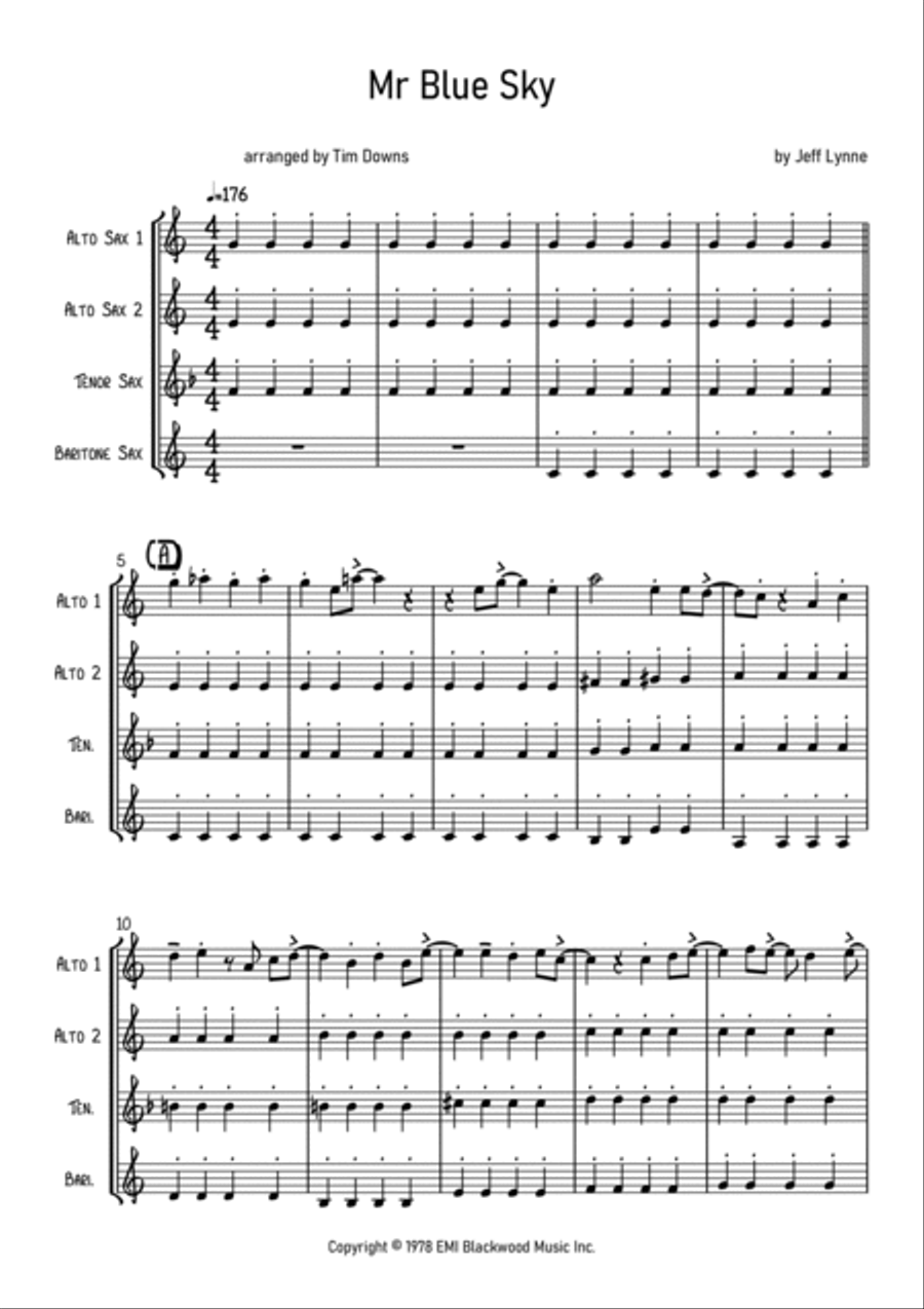 Mr. Blue Sky Mr. Blue Sky Saxophone Quartet scores gallery preview page 2