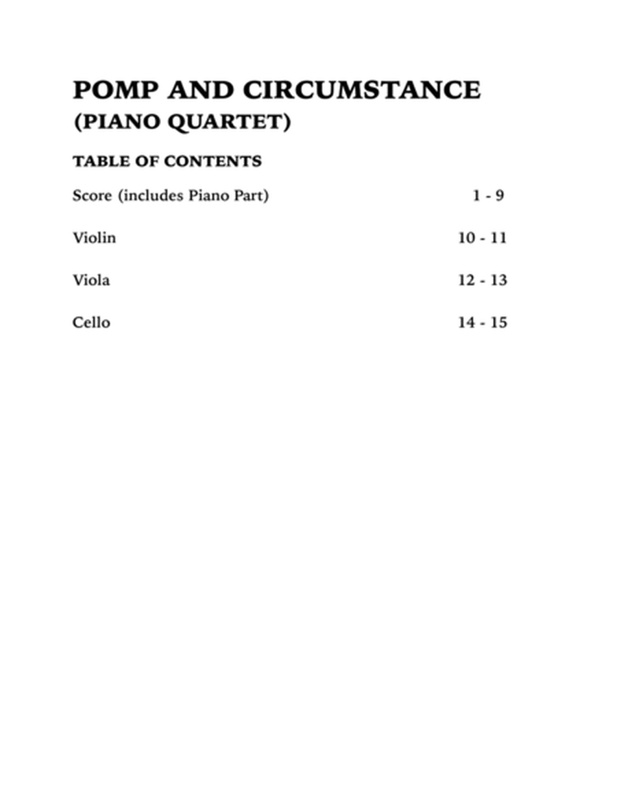 Pomp and Circumstance (Piano Quartet): Violin, Viola, Cello and Piano image number null