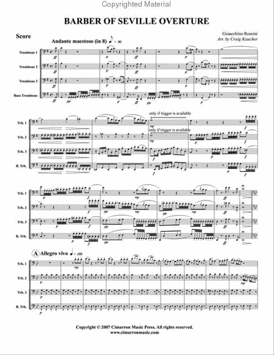 Barber of Seville Overture Trombone Quartet scores gallery preview page 2