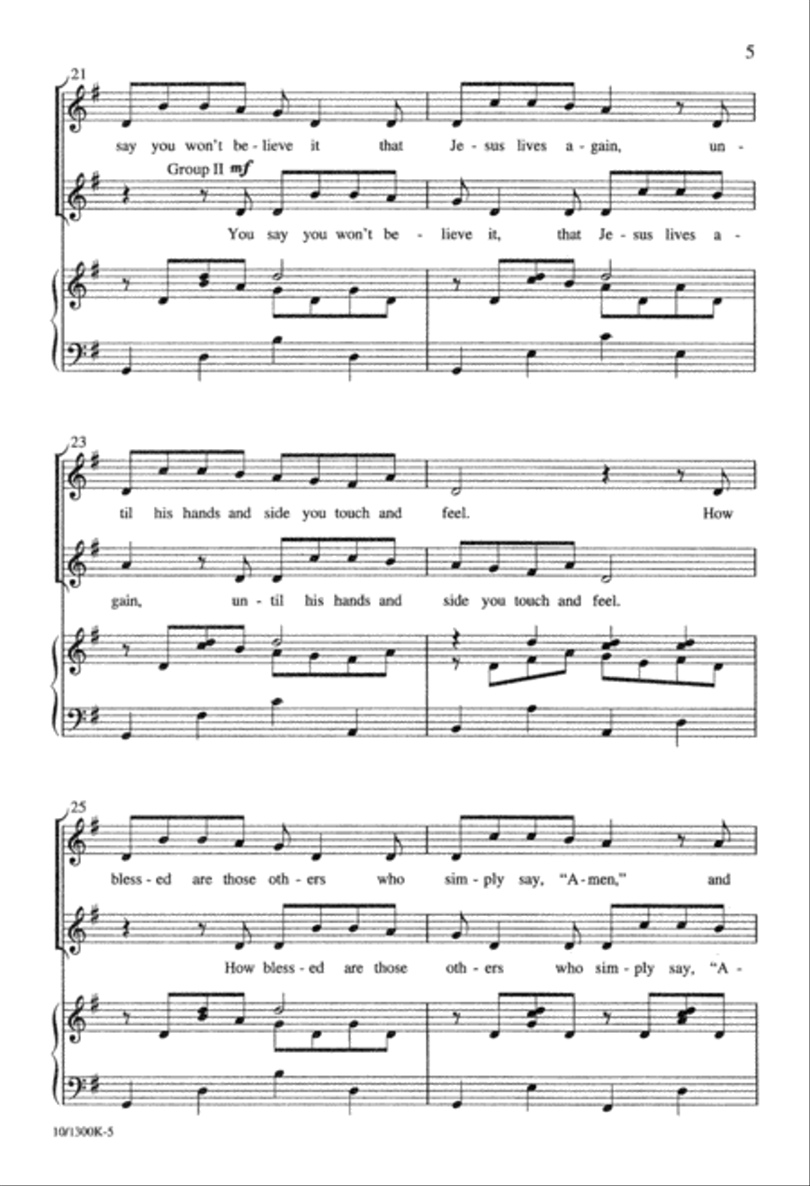 Doubting Thomas Unison Choir scores gallery preview page 5