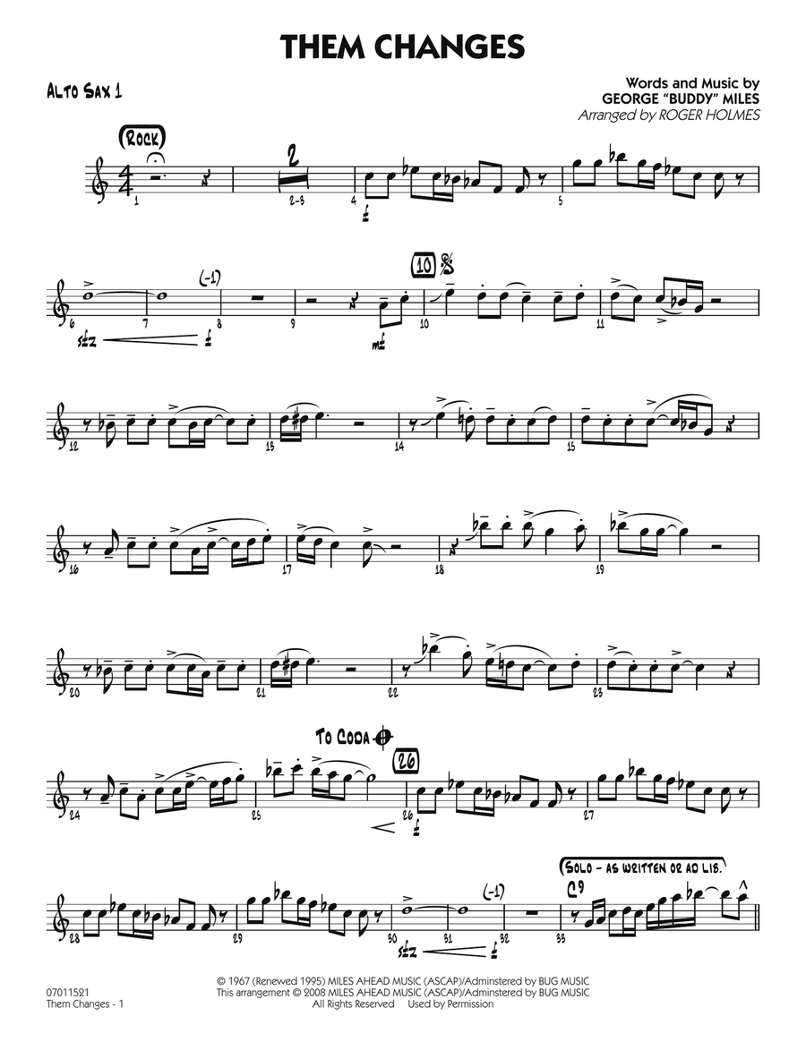 Them Changes - Alto Sax 1 Jazz Ensemble scores gallery preview page 1