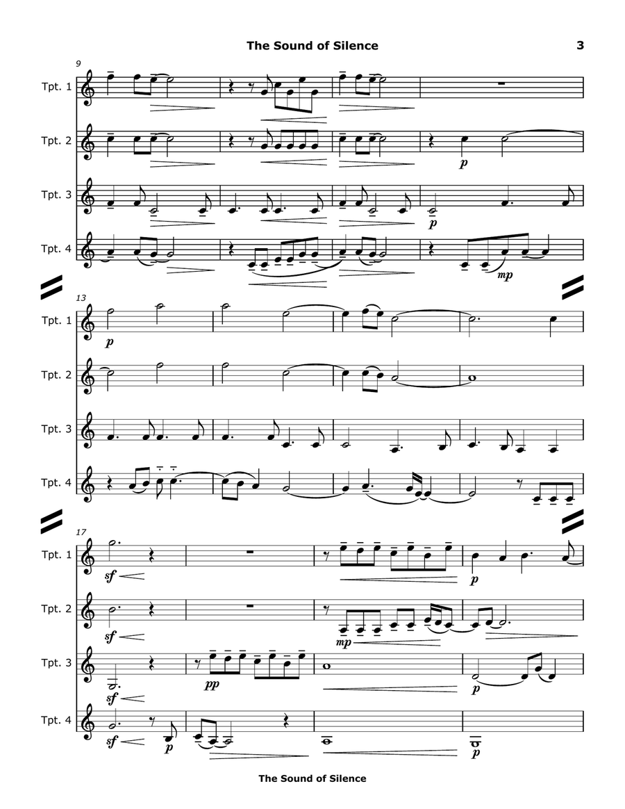 The Sound Of Silence The Sound Of Silence Brass Quartet scores gallery preview page 3