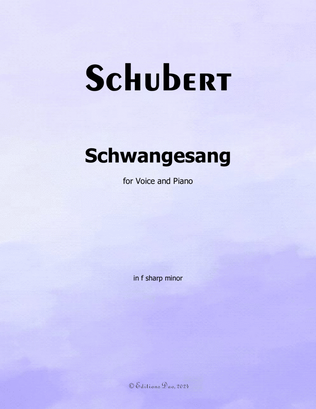 Book cover for Schwangesang, by Schubert, in f sharp minor