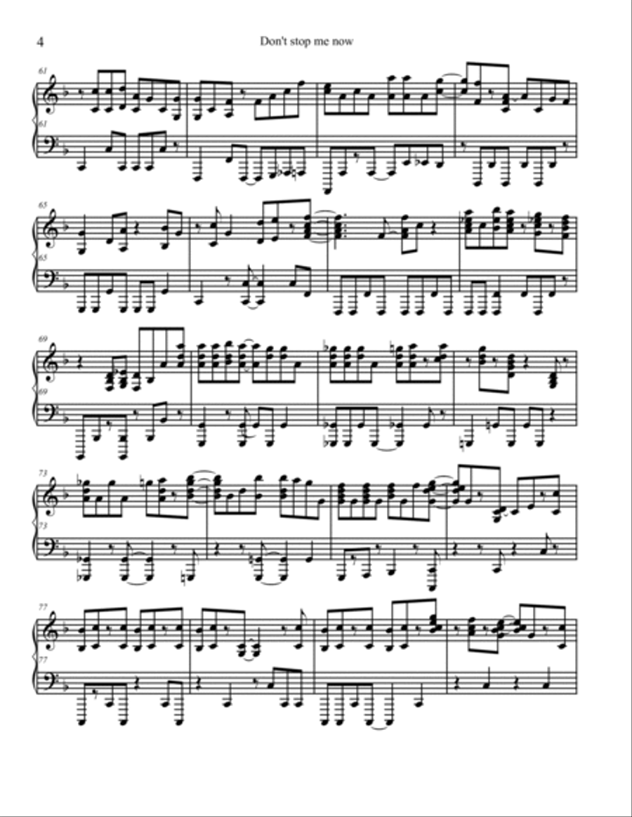 Don't Stop Me Now Piano Solo scores gallery preview page 4