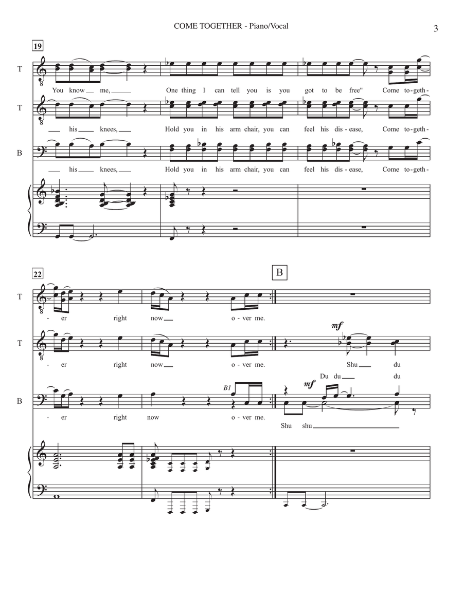 Come Together Come Together TTBB scores gallery preview page 3