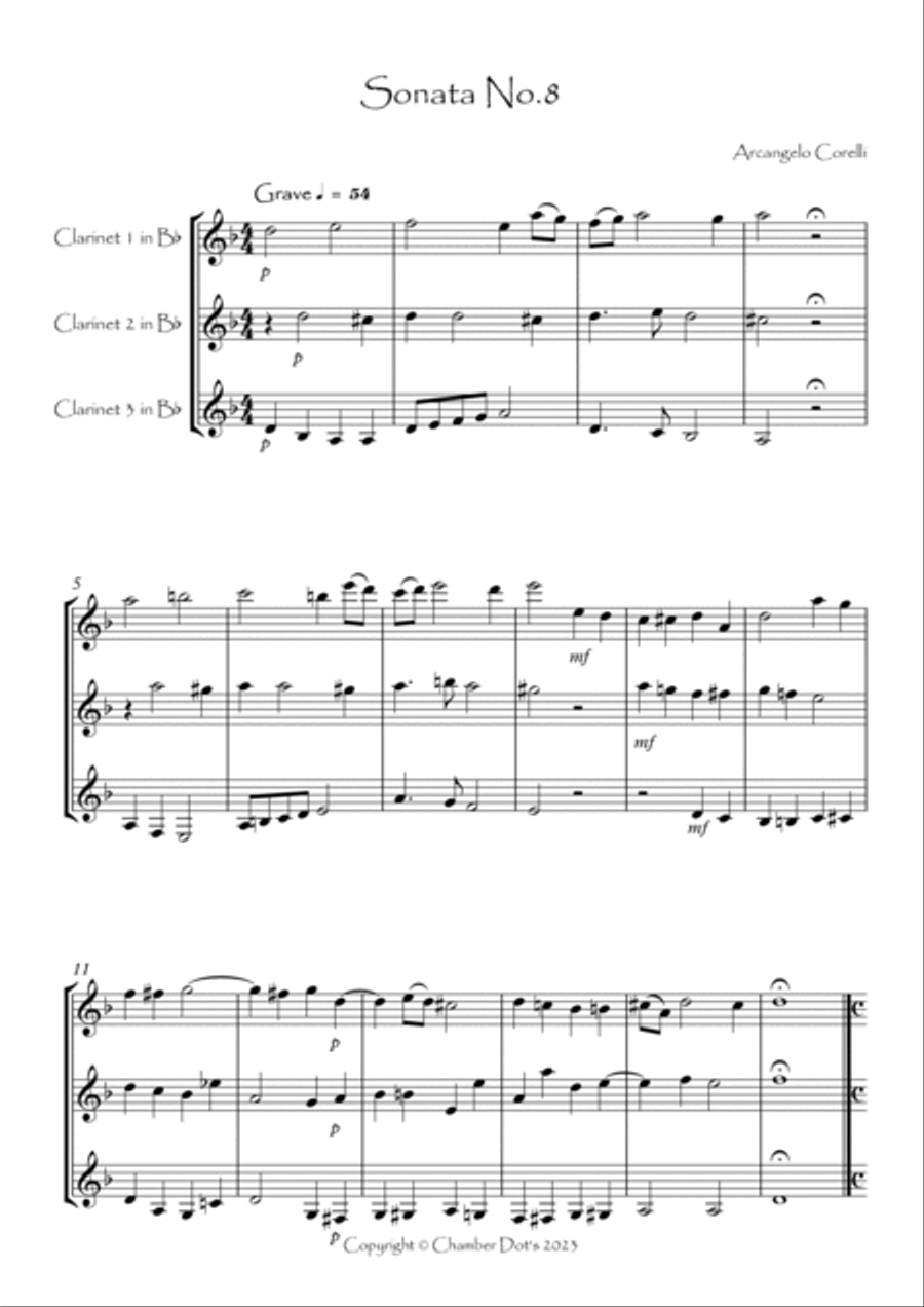 Sonata No.8 Clarinet Trio scores gallery preview page 2