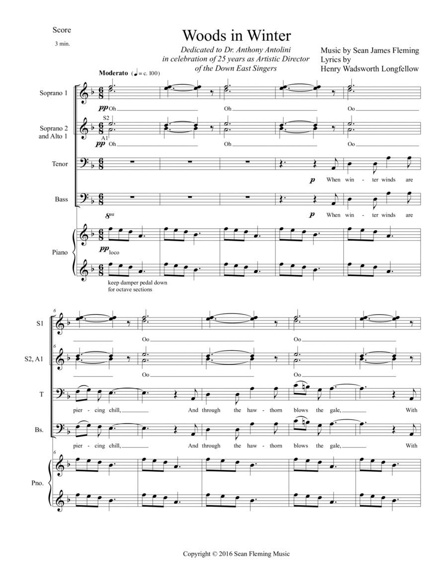 Woods In Winter for SSAATTBB Chorus Divisi scores gallery preview page 1