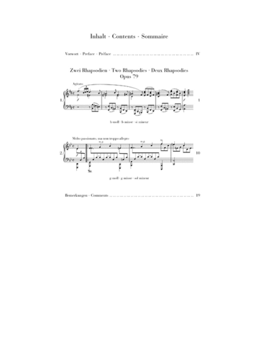 Two Rhapsodies Op. 79 Revised