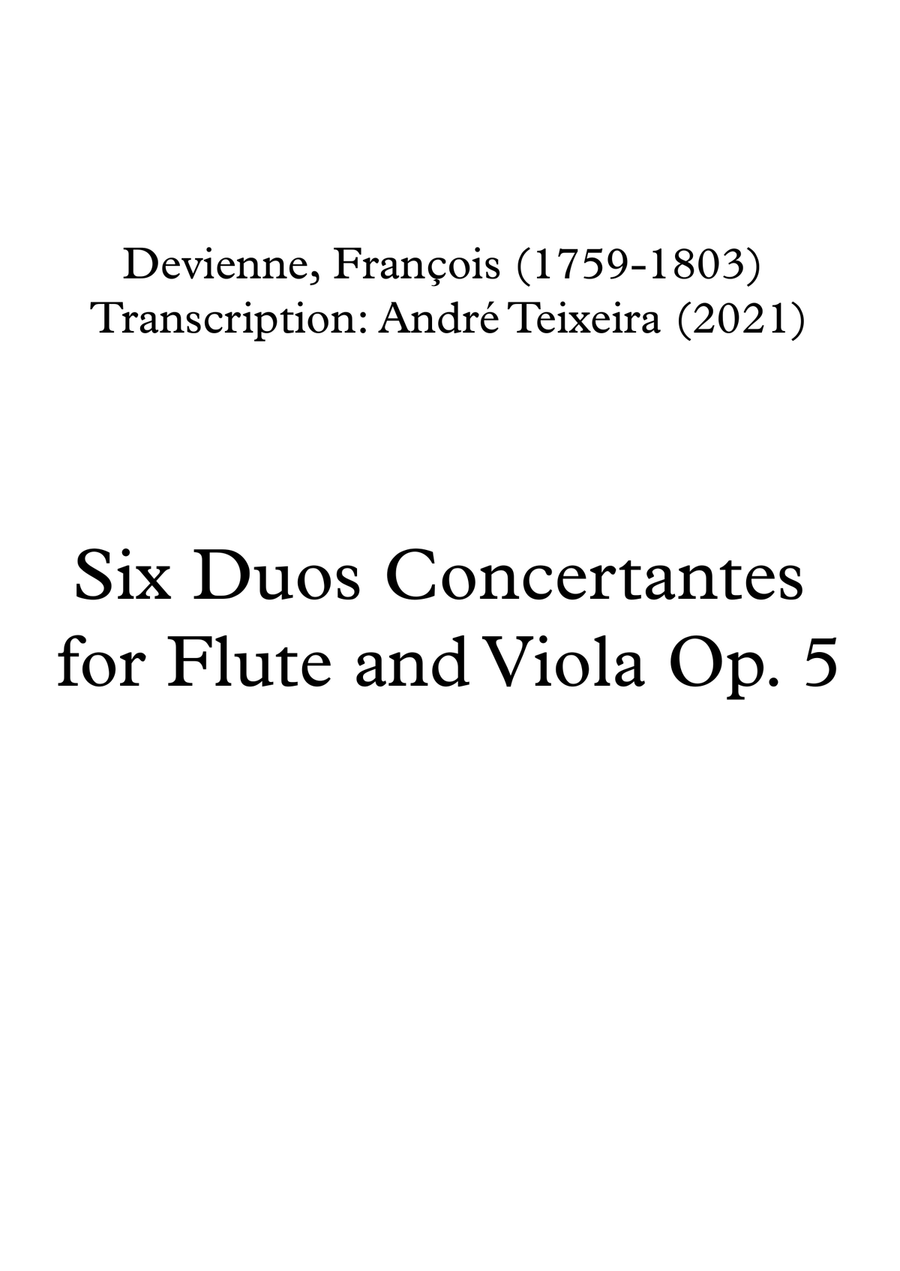 Six Duos Concertantes for Flute and Viola - Flute part Flute scores gallery preview page 1