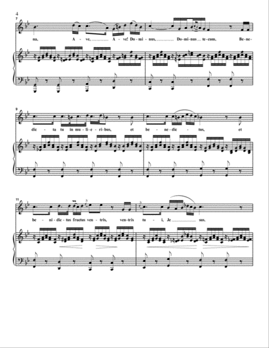 Schubert - Ave Maria for High Voice in B-flat High Voice scores gallery preview page 4