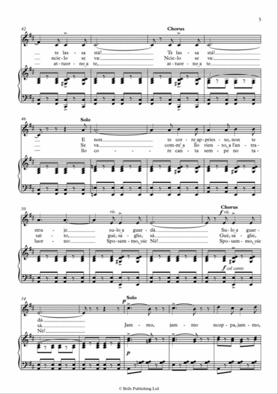 Funiculi - Funicula (D Major) 2-Part scores gallery preview page 3