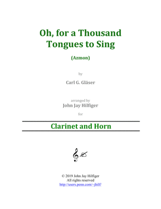 Book cover for Oh, for a Thousand Tongues to Sing for Clarinet and Horn