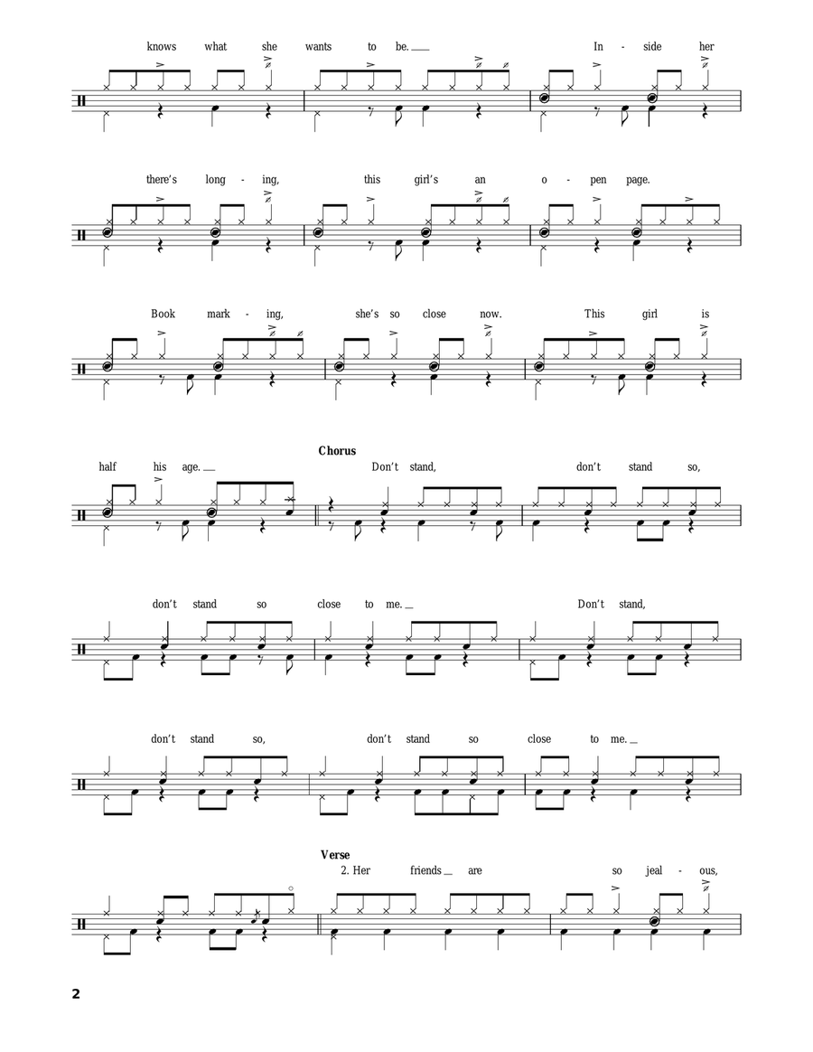 Don't Stand So Close To Me Drum Set scores gallery preview page 2
