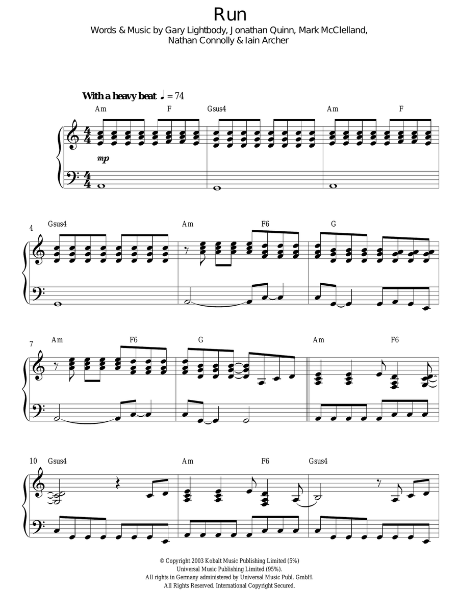 Run Piano Solo scores gallery preview page 1
