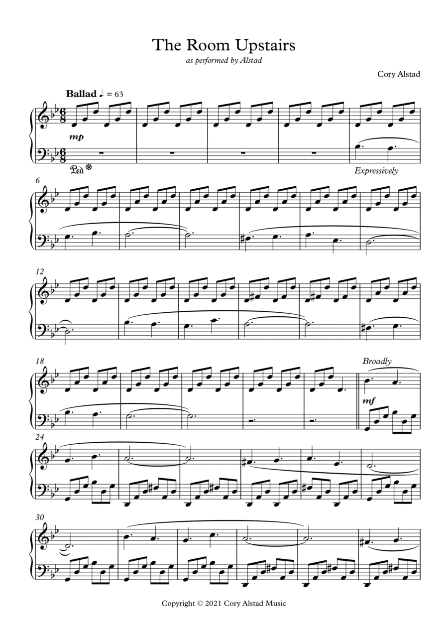 The Room Upstairs Piano Solo scores gallery preview page 1