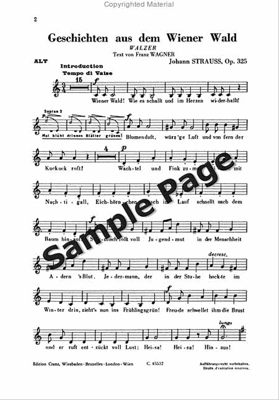 Wiener Wald Op. 325 Choir scores gallery preview page 3
