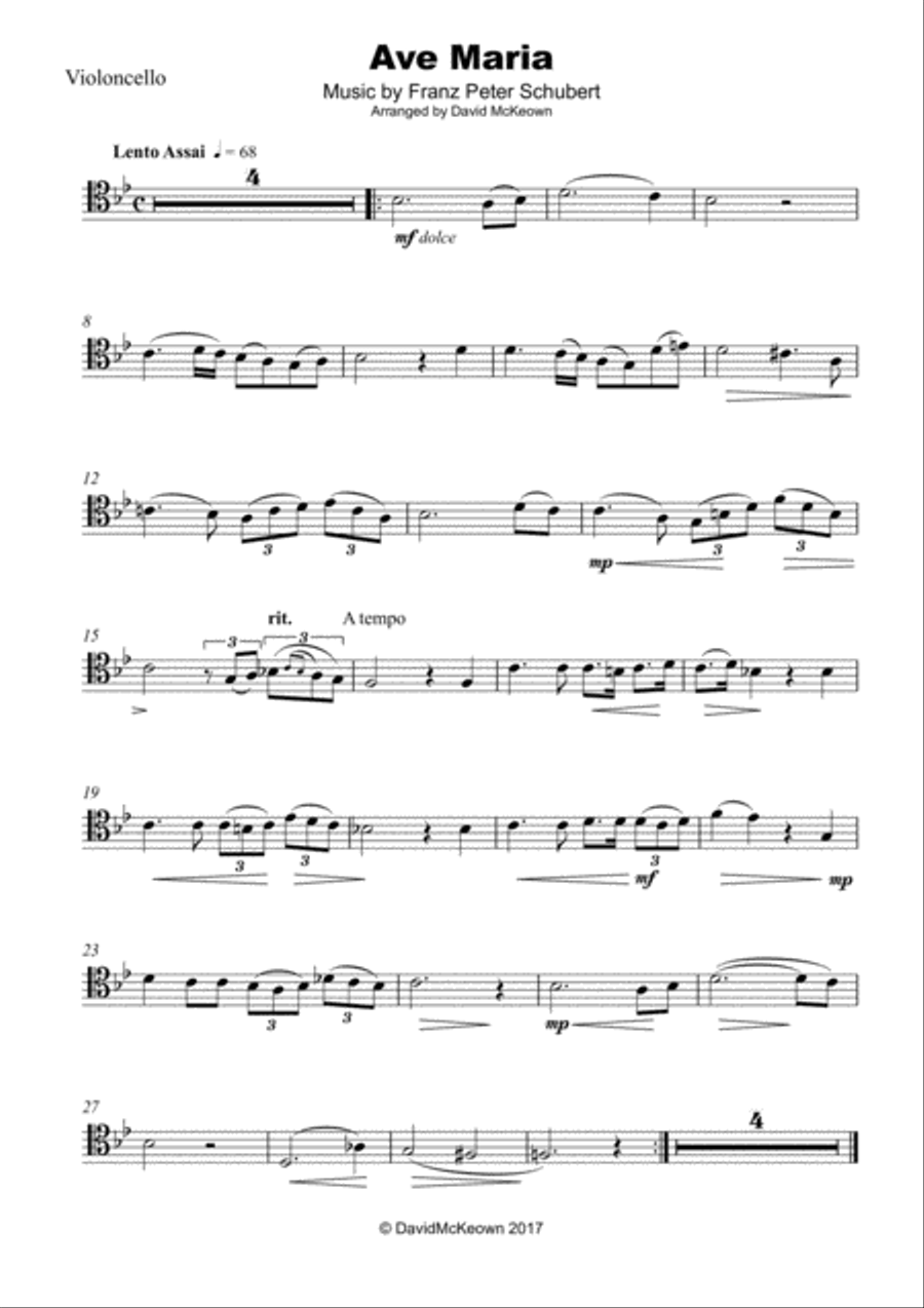Ave Maria by Franz Schubert, for Cello and Piano Piano scores gallery preview page 2