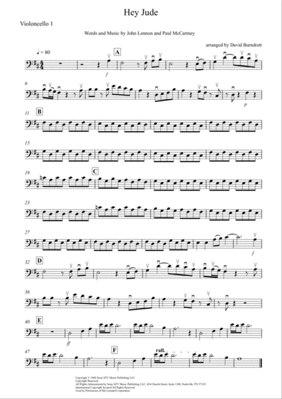 Hey Jude Hey Jude Cello Solo scores gallery preview page 4