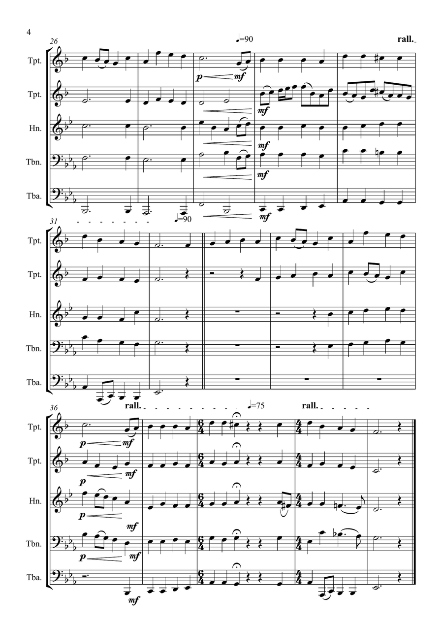 There is a Green Hill far away Brass Ensemble scores gallery preview page 4