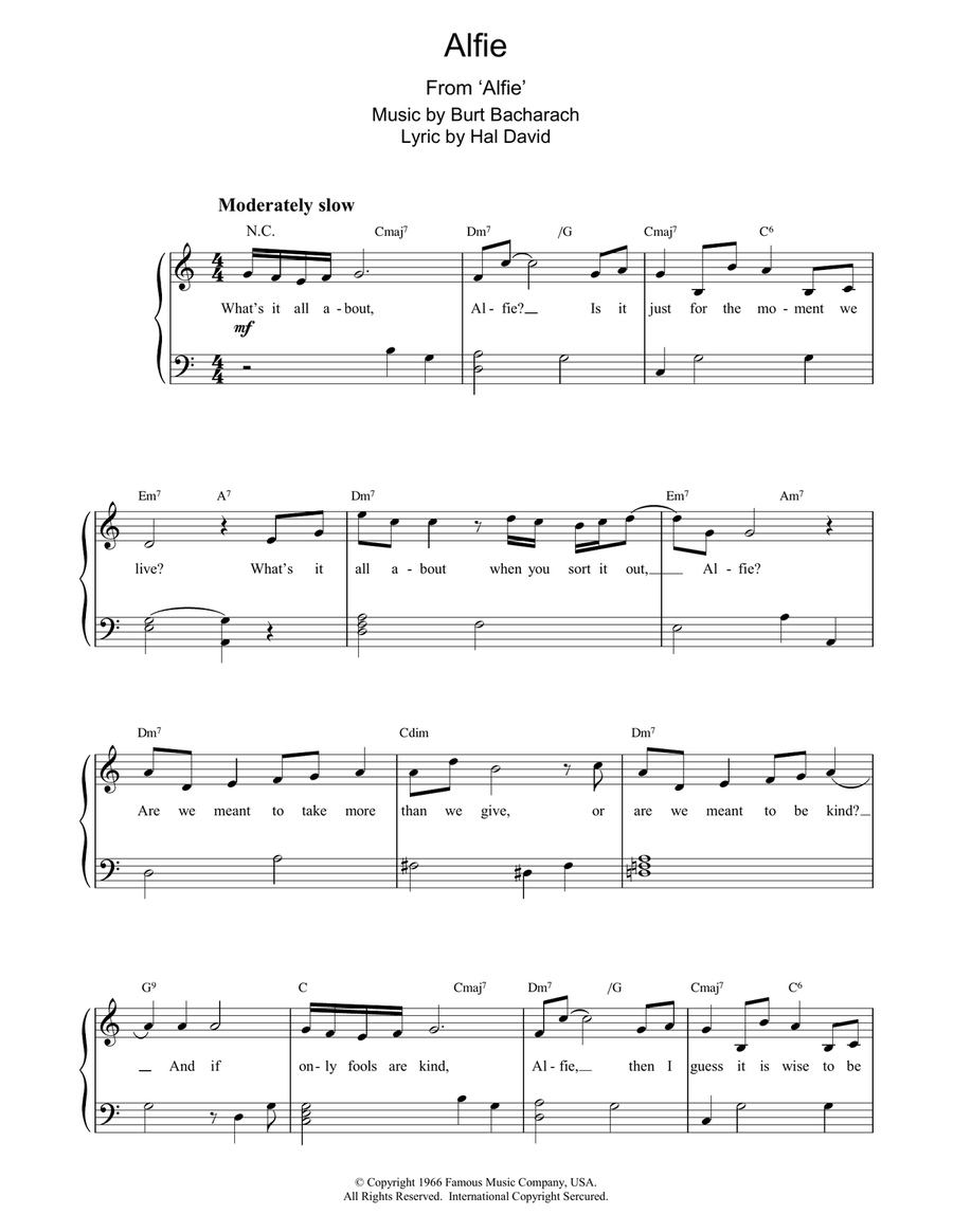 Alfie Alfie Piano Solo scores gallery preview page 1
