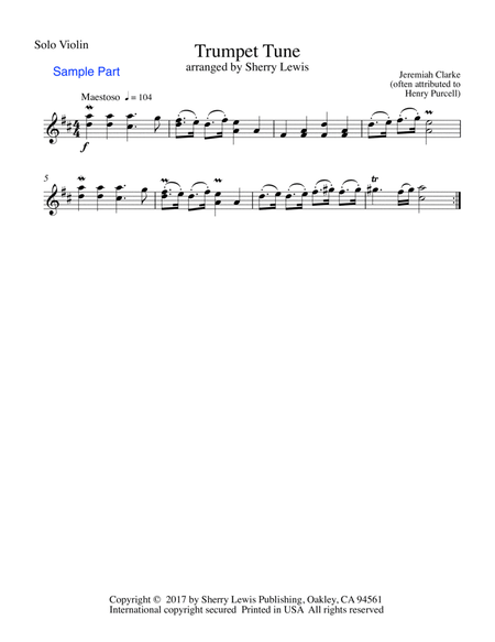 TRUMPET TUNE, Jeremiah Clarke (sometimes attributed to H.Purcell), Violin Solo, Intermediate Level image number null