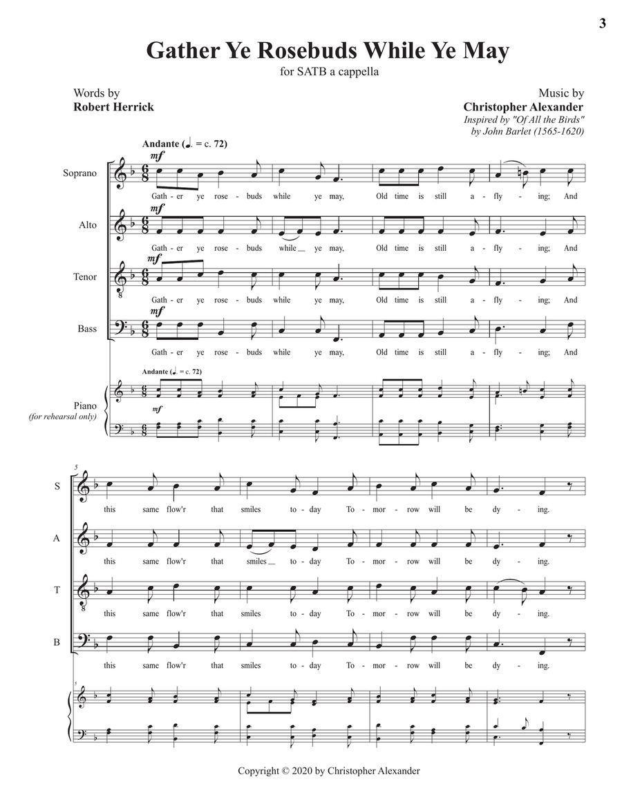 Gather Ye Rosebuds While Ye May 4-Part scores gallery preview page 3