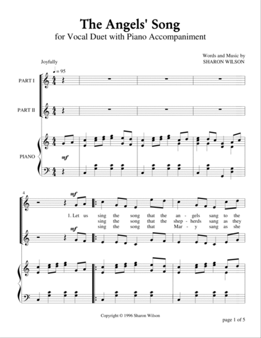 The Angels' Song (Vocal Duet, C Major) Piano scores gallery preview page 2