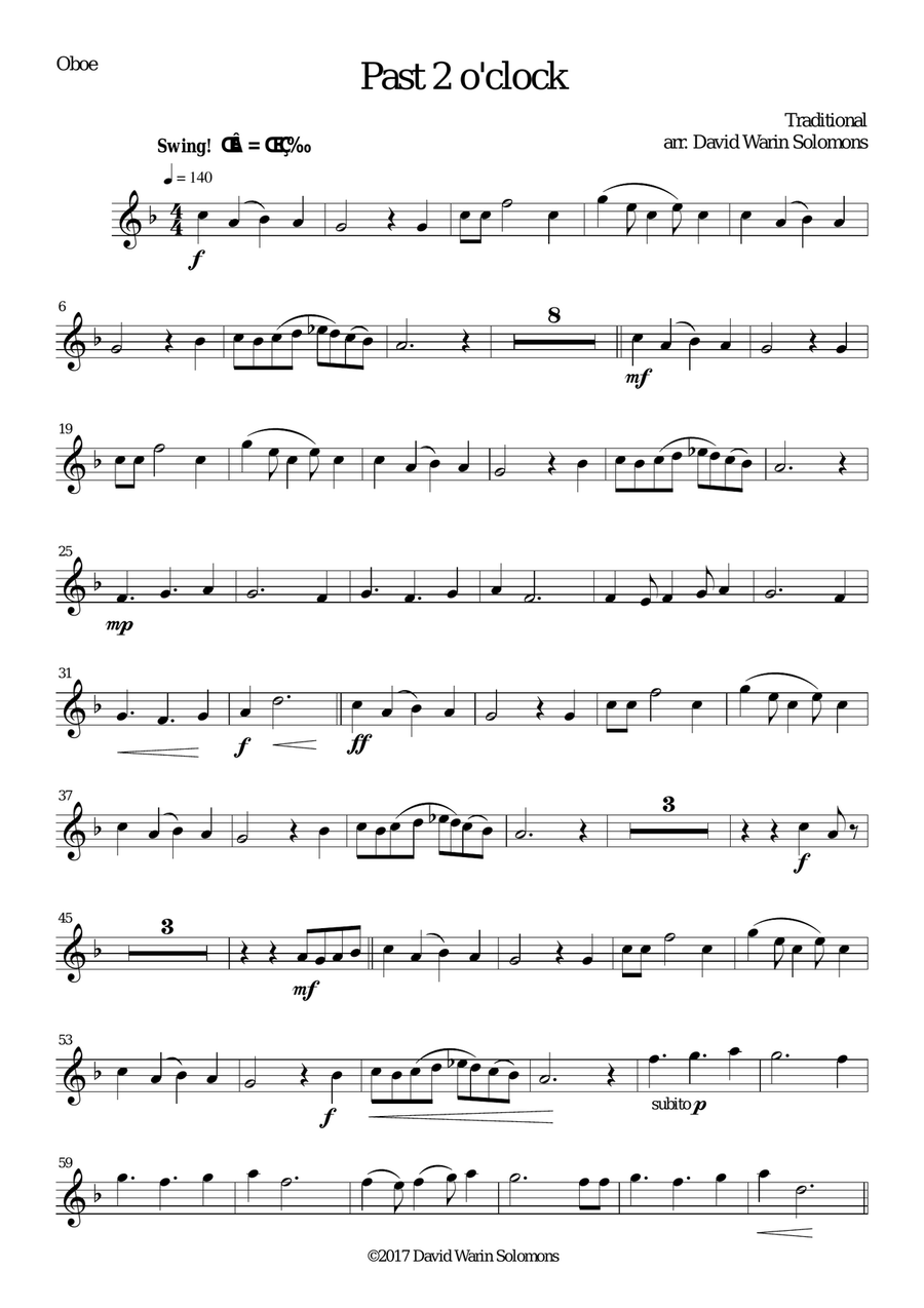 Past 2 o'clock for wind quartet A Cappella scores gallery preview page 6