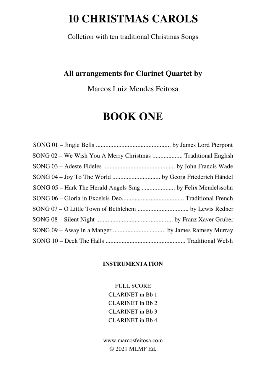 10 Christmas Carols (Book ONE) - Clarinet Quartet Clarinet Quartet scores gallery preview page 2
