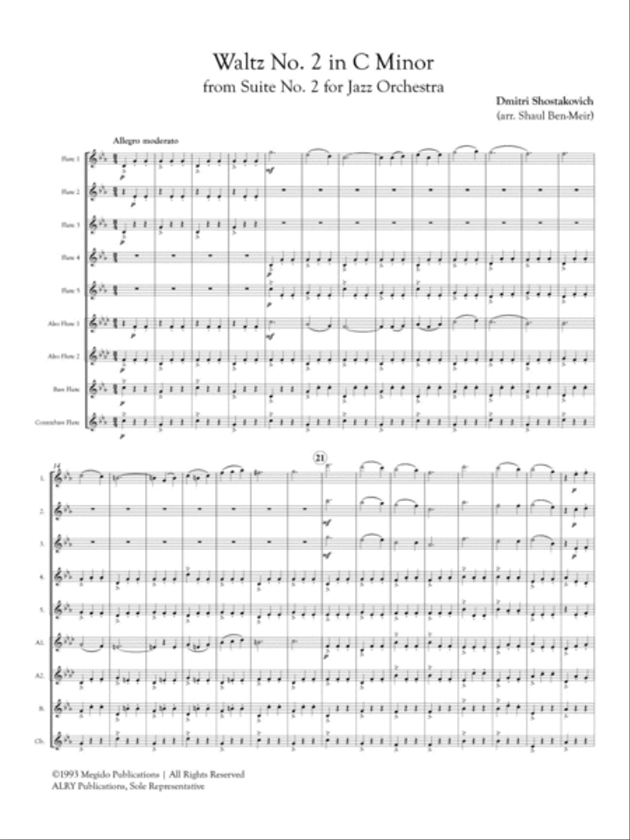Waltz No. 2 in C Minor for Flute Orchestra Flute Choir scores gallery preview page 2