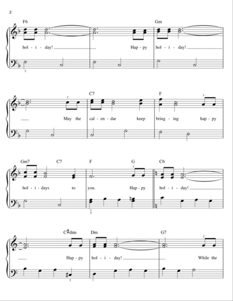 Happy Holiday Happy Holiday Easy Piano scores gallery preview page 2